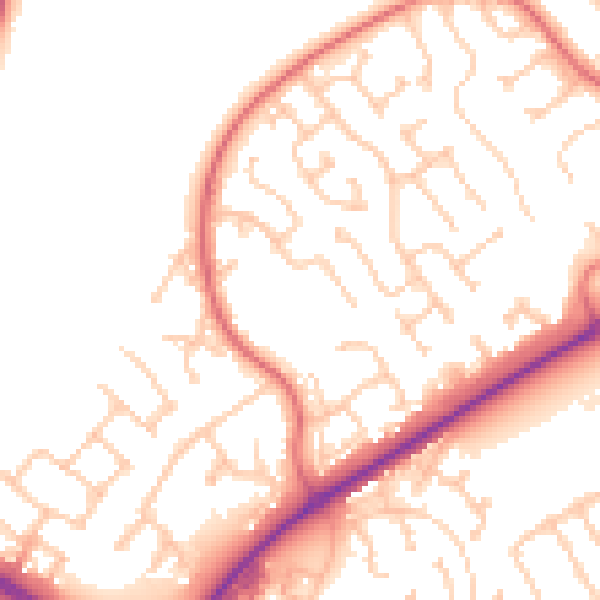 Daytime road noise heatmap for NE25 9PL