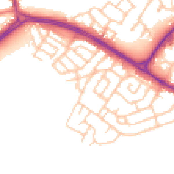 Daytime road noise heatmap for NE25 9QL