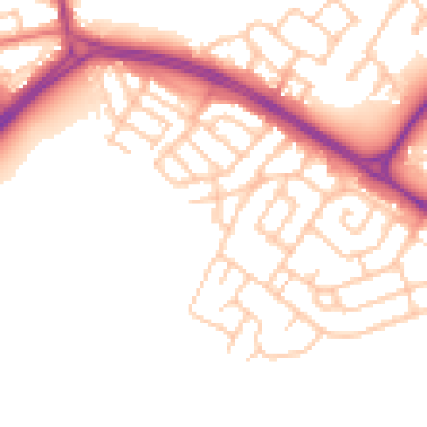 Daytime road noise heatmap for NE25 9QN
