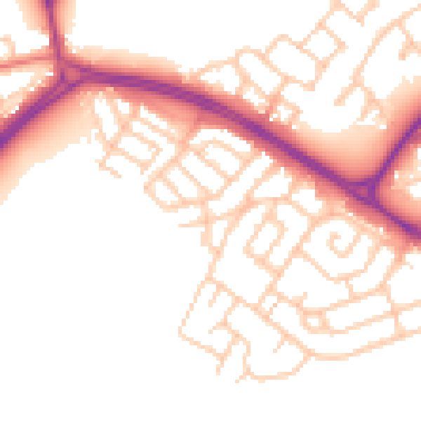 Daytime road noise heatmap for NE25 9QP