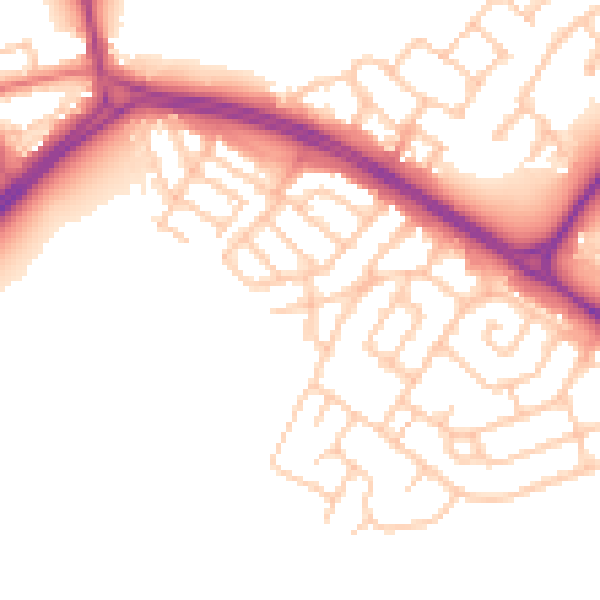 Daytime road noise heatmap for NE25 9QW