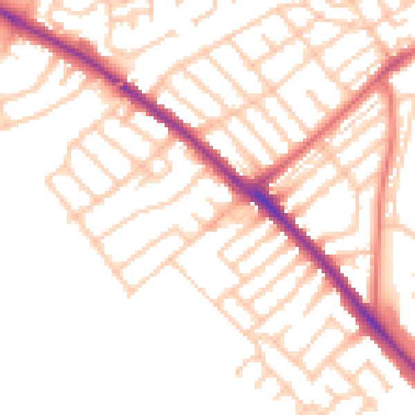 Daytime road noise heatmap for NE25 9RJ