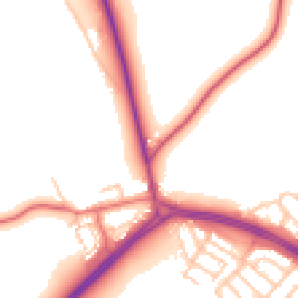 Daytime road noise heatmap for NE25 9TG