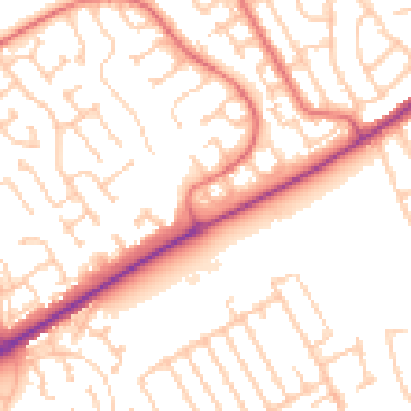 Daytime road noise heatmap for NE25 9TZ