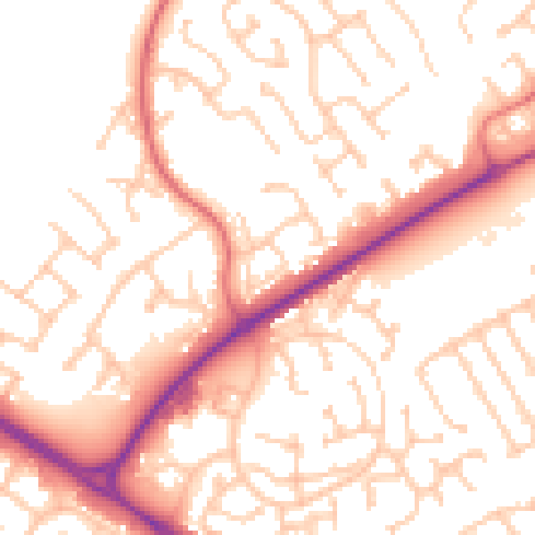 Daytime road noise heatmap for NE25 9XS