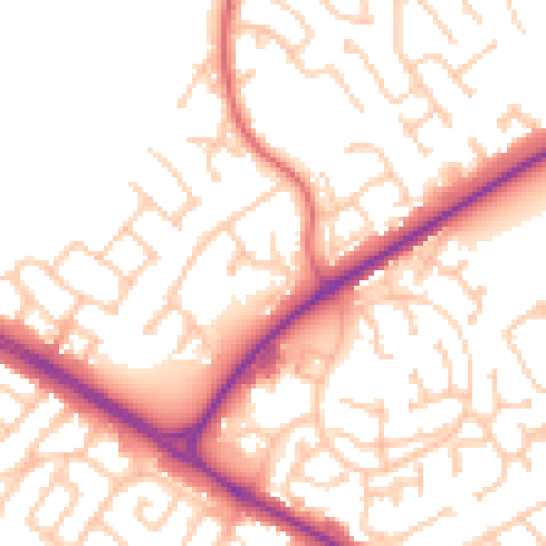 Daytime road noise heatmap for NE25 9XU