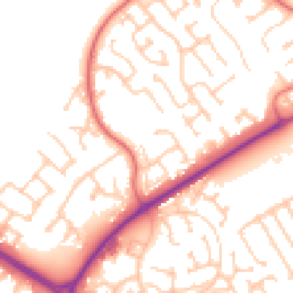 Daytime road noise heatmap for NE25 9XW