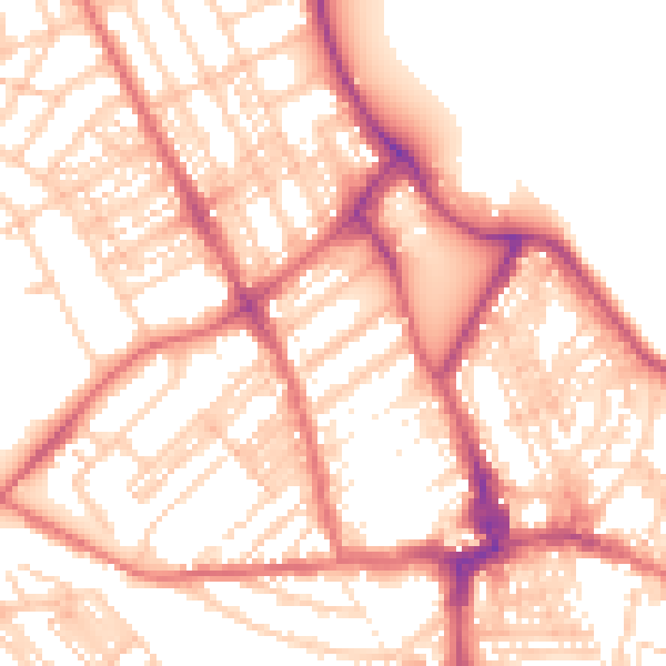 Daytime road noise heatmap for NE26 1EF
