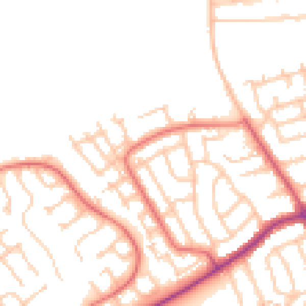 Daytime road noise heatmap for NE26 3EB