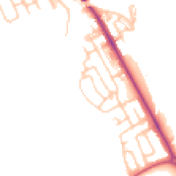Daytime road noise heatmap for NE26 4DE