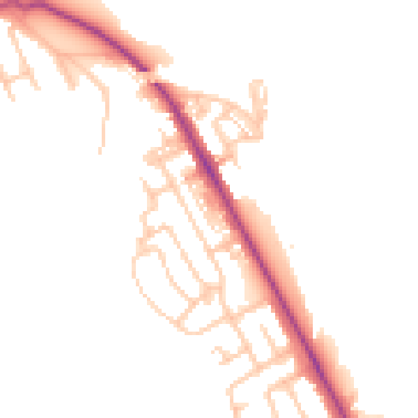 Daytime road noise heatmap for NE26 4DN