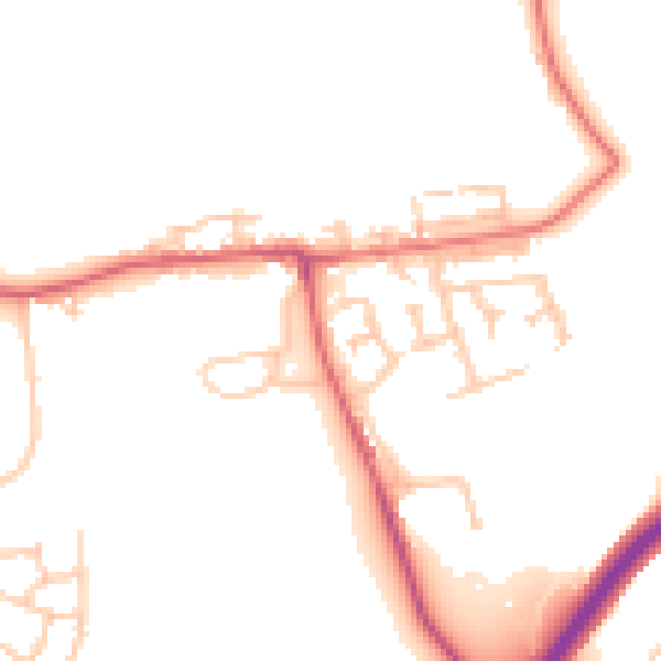 Daytime road noise heatmap for NE27 0AQ