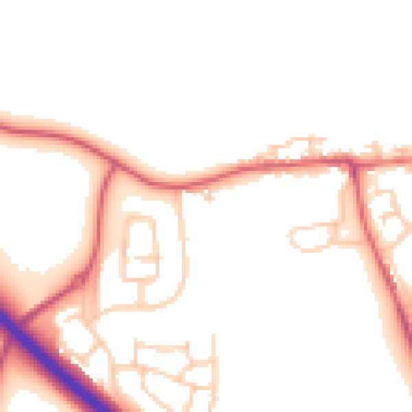 Daytime road noise heatmap for NE27 0AR