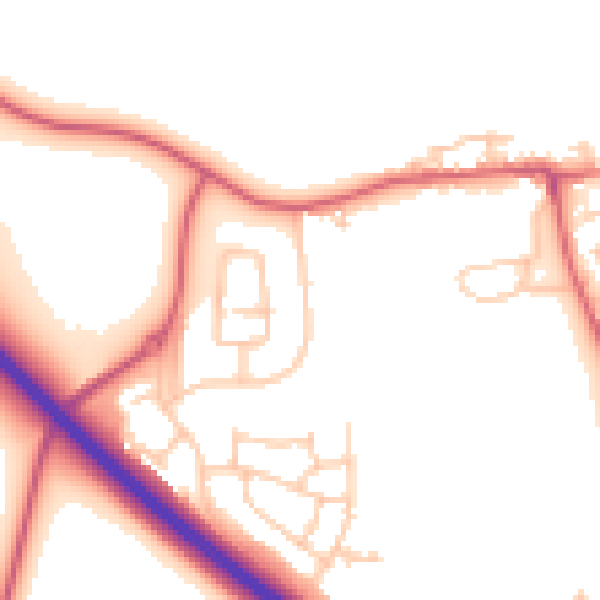 Daytime road noise heatmap for NE27 0AX
