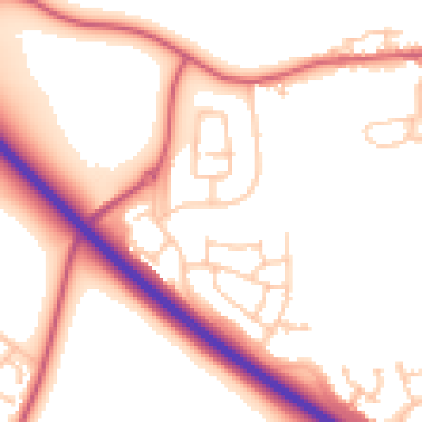 Daytime road noise heatmap for NE27 0AY