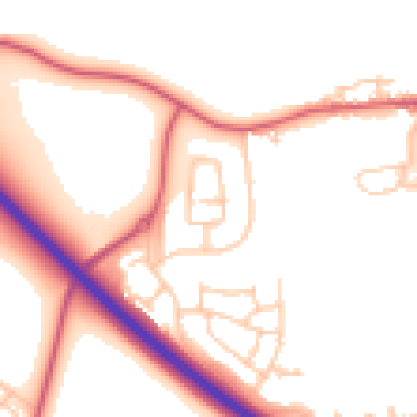 Daytime road noise heatmap for NE27 0AZ