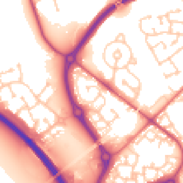 Daytime road noise heatmap for NE27 0BD