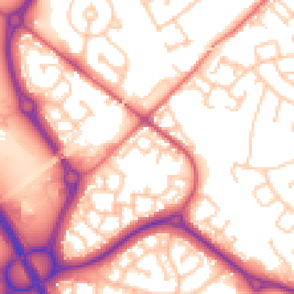 Daytime road noise heatmap for NE27 0BP