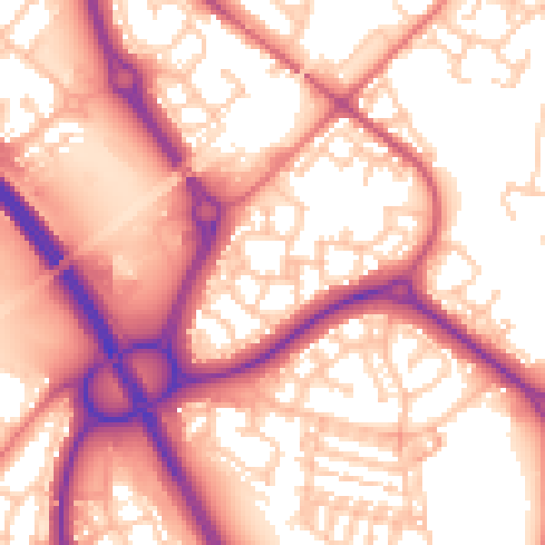 Daytime road noise heatmap for NE27 0BX