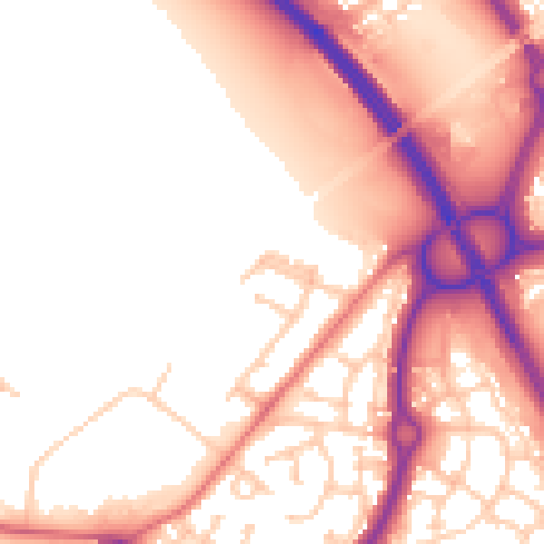 Daytime road noise heatmap for NE27 0DJ