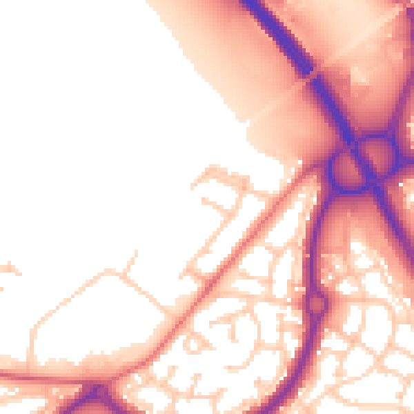 Daytime road noise heatmap for NE27 0DQ