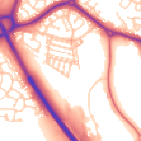 Daytime road noise heatmap for NE27 0DT