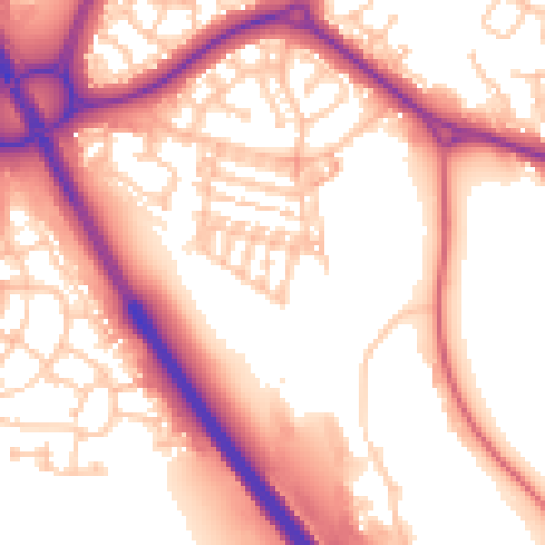 Daytime road noise heatmap for NE27 0DU