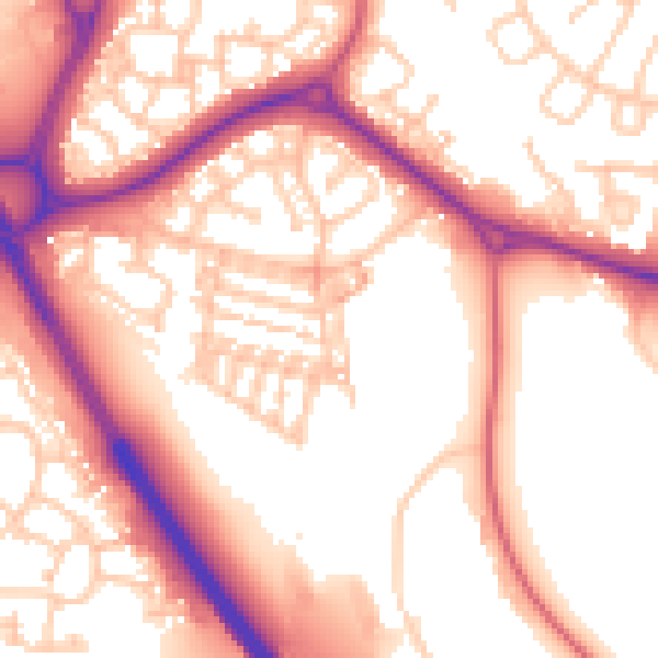 Daytime road noise heatmap for NE27 0DW