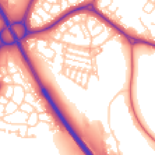 Daytime road noise heatmap for NE27 0DX