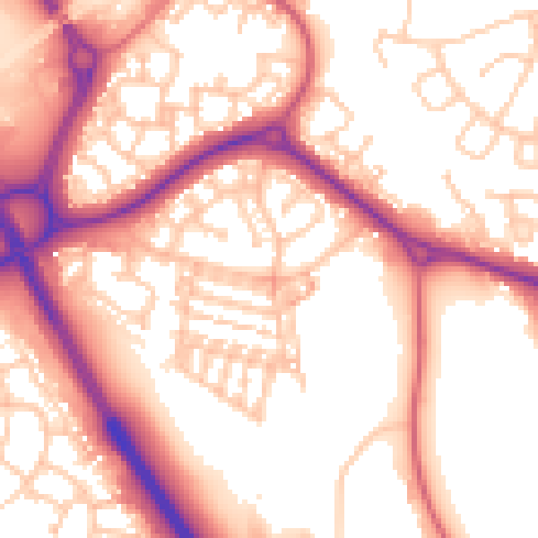 Daytime road noise heatmap for NE27 0EP