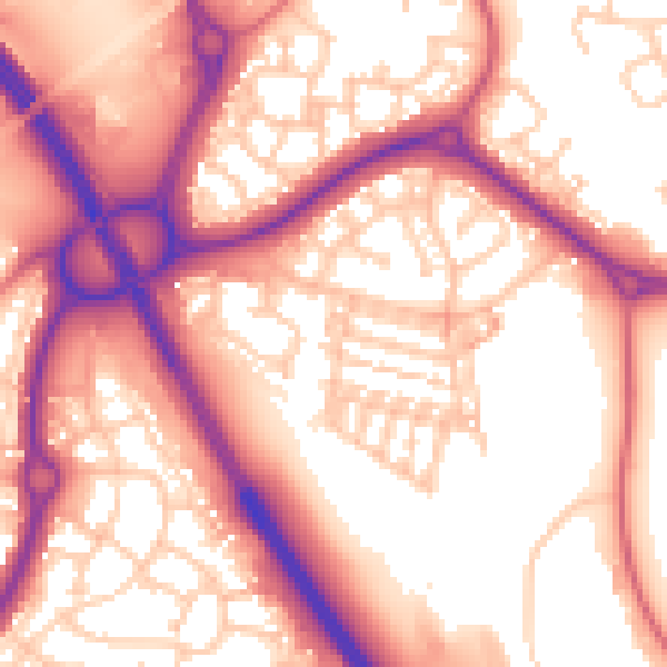 Daytime road noise heatmap for NE27 0EW