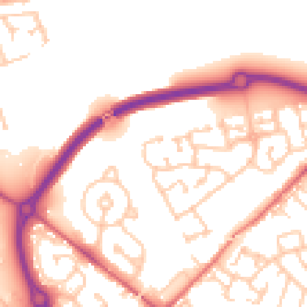 Daytime road noise heatmap for NE27 0FA