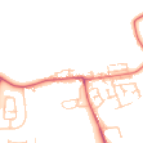 Daytime road noise heatmap for NE27 0FB
