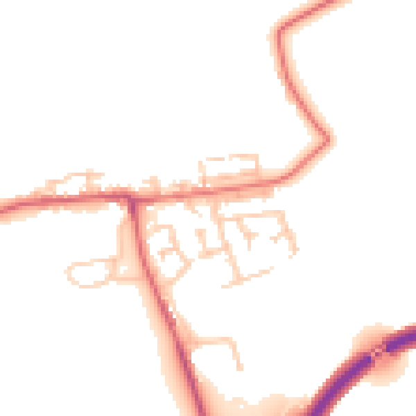 Daytime road noise heatmap for NE27 0FW