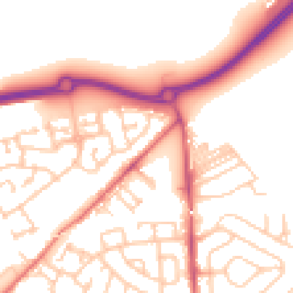 Daytime road noise heatmap for NE27 0GE