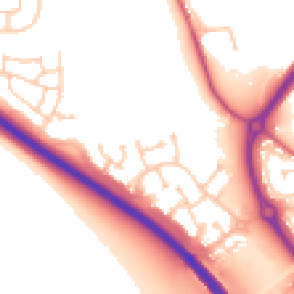 Daytime road noise heatmap for NE27 0GH