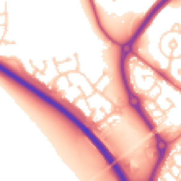 Daytime road noise heatmap for NE27 0GN