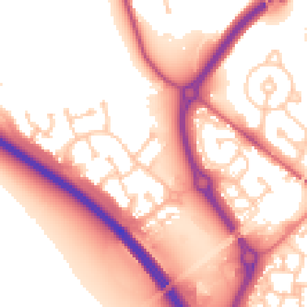 Daytime road noise heatmap for NE27 0GS