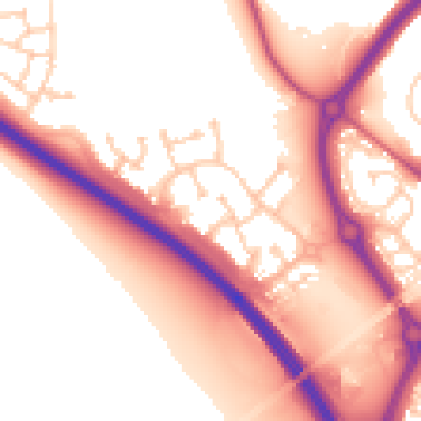 Daytime road noise heatmap for NE27 0GT