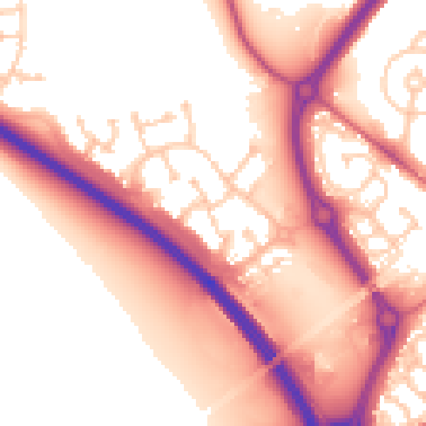 Daytime road noise heatmap for NE27 0GU