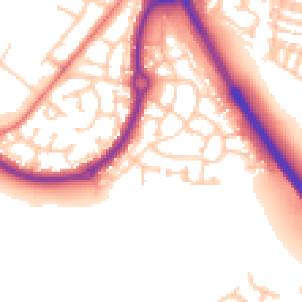 Daytime road noise heatmap for NE27 0HT
