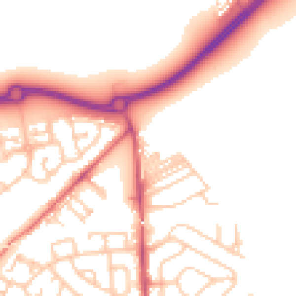 Daytime road noise heatmap for NE27 0HW