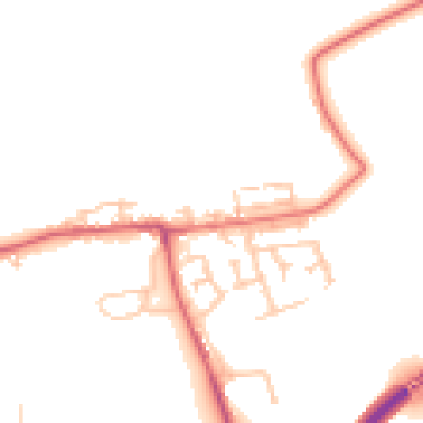 Daytime road noise heatmap for NE27 0JF