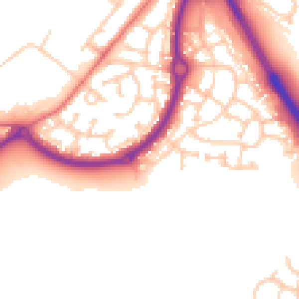 Daytime road noise heatmap for NE27 0JG