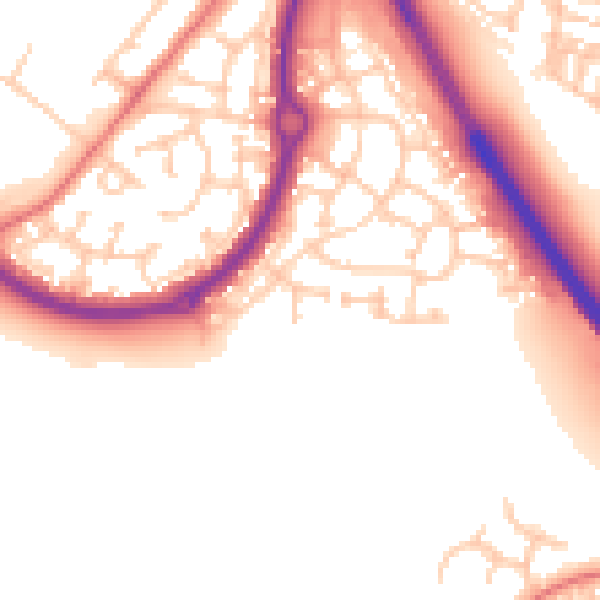 Daytime road noise heatmap for NE27 0JZ