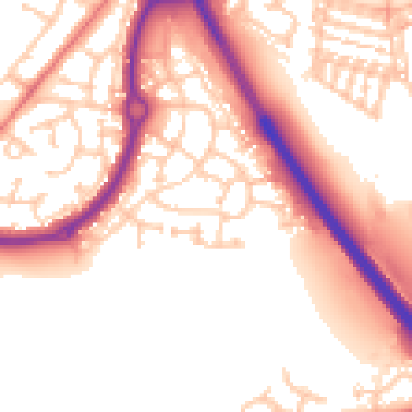 Daytime road noise heatmap for NE27 0LA