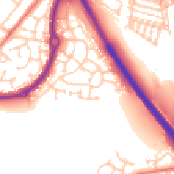 Daytime road noise heatmap for NE27 0ND