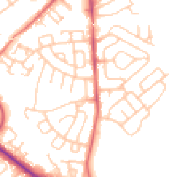 Daytime road noise heatmap for NE27 0PG