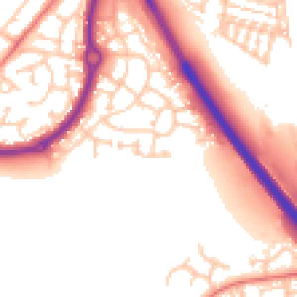 Daytime road noise heatmap for NE27 0PJ