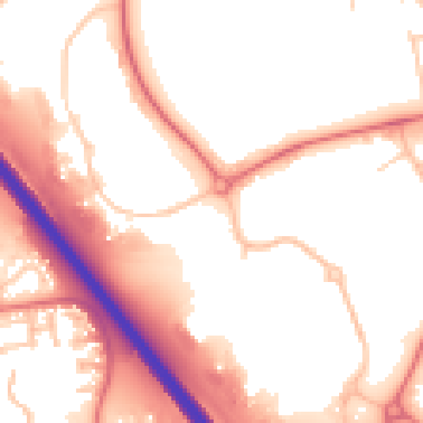 Daytime road noise heatmap for NE27 0QJ